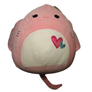 Squishmallows 16” Saxa Pink Stingray–Valentine’s Day Plush -Heart Embroidery NWT